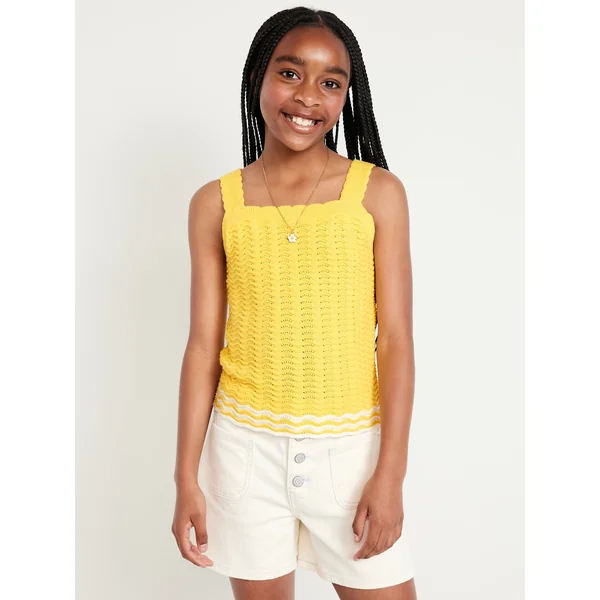 Sleeveless Sweater-Knit Tank Top for Girls - Taxicab