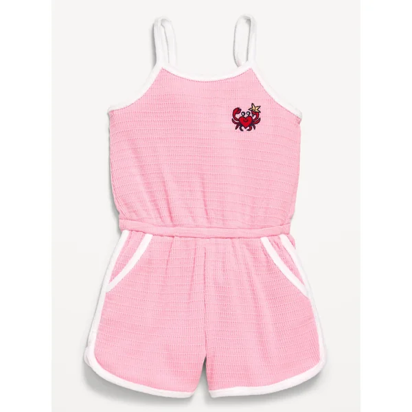 Sleeveless Textured-Knit Romper for Toddler Girls - Anemone Pink