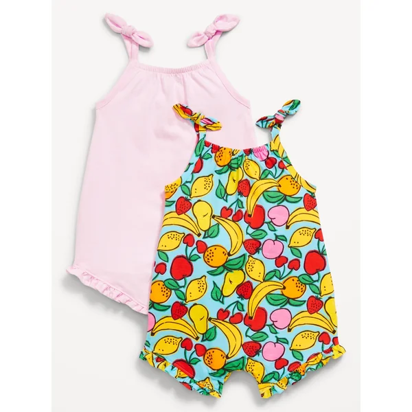Sleeveless Tie-Knot One-Piece Romper 2-Pack for Baby - Mixed Fruit