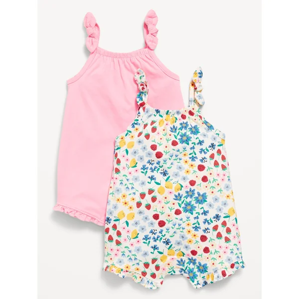 Sleeveless Tie-Knot One-Piece Romper 2-Pack for Baby - Multi Floral