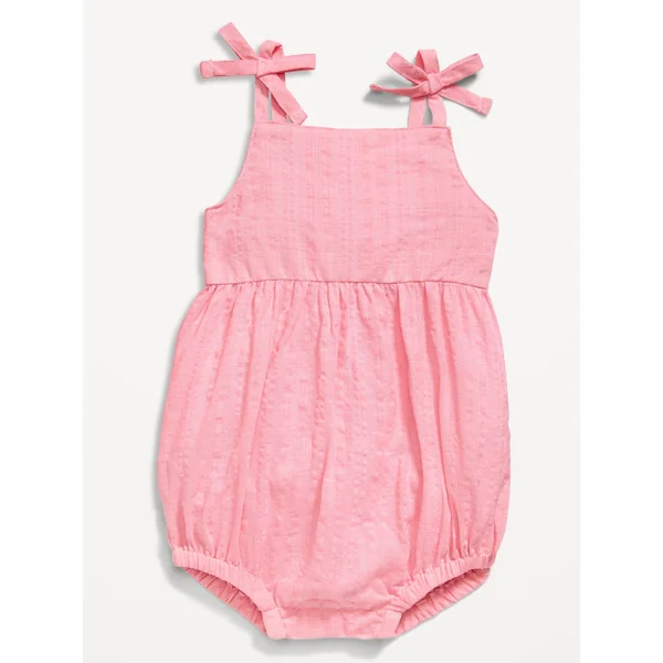 Sleeveless Tie-Knot One-Piece Romper for Baby - Anemone Pink