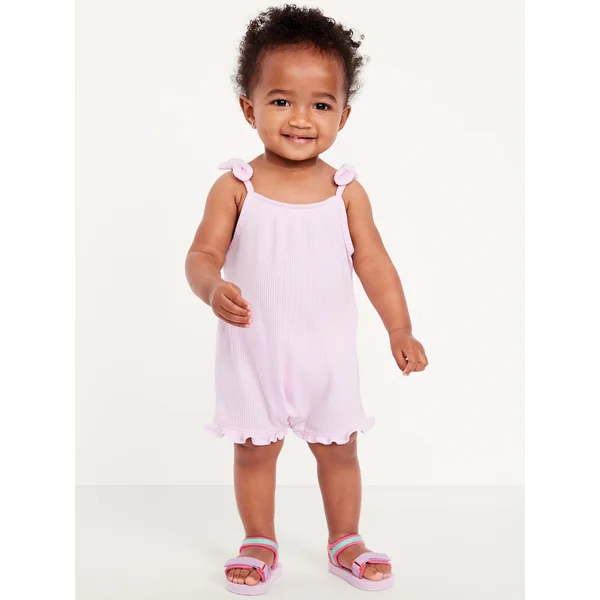 Sleeveless Tie-Knot Ribbed One-Piece Romper for Baby - Tiny Dancer