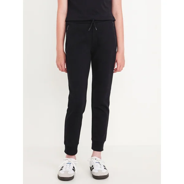 Slim High-Waisted Dynamic Fleece Joggers for Girls - Black