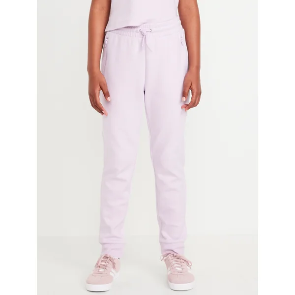 Slim High-Waisted Dynamic Fleece Joggers for Girls - Icy Lilac