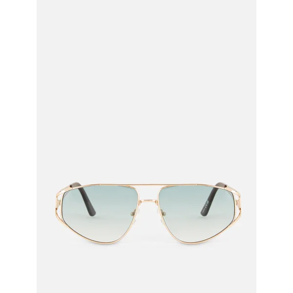 Slim Metal Brow Bar Sunglasses - Blue