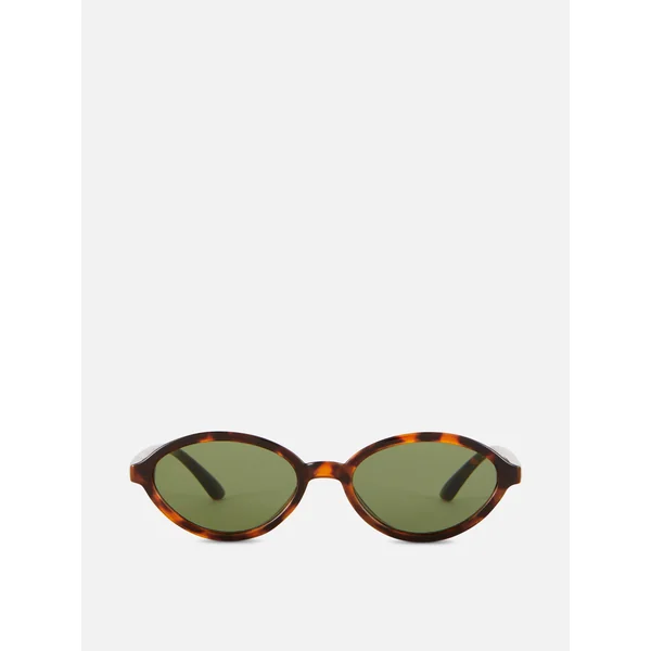 Slim Oval Sunglasses - Brown