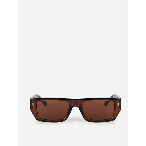 Slim Rectangle Frame Sunglasses - Brown