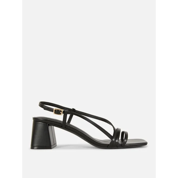Slingback Square Toe Sandals - Black
