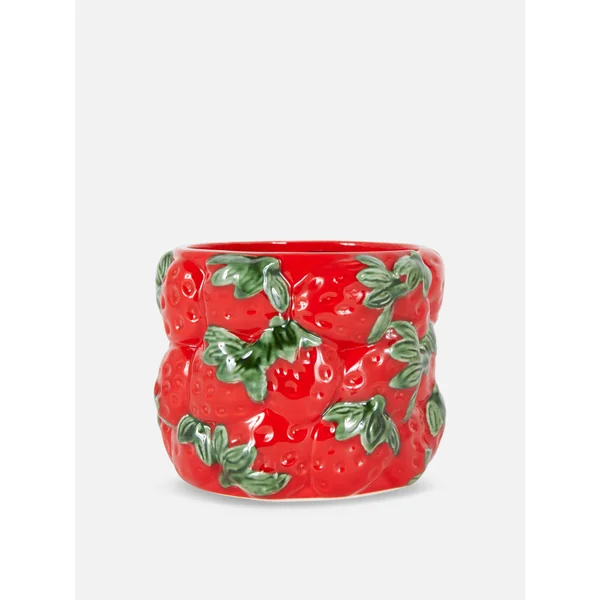 Small Ceramic Strawberry Plant Pot - Red