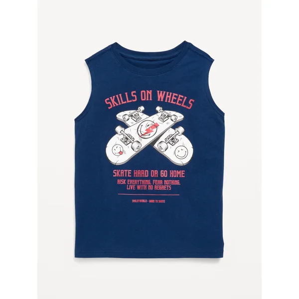Smiley World™ Graphic Muscle Tank for Boys - OBSCURE NIGHT
