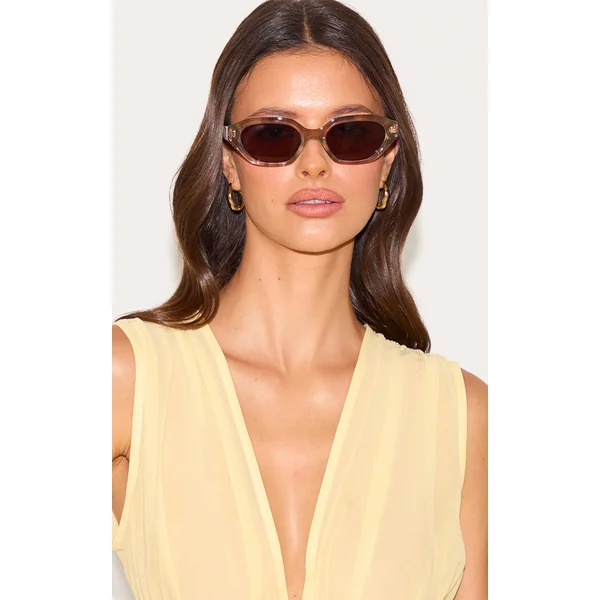 Smokey Brown Angled Cat Eye Sunglasses
