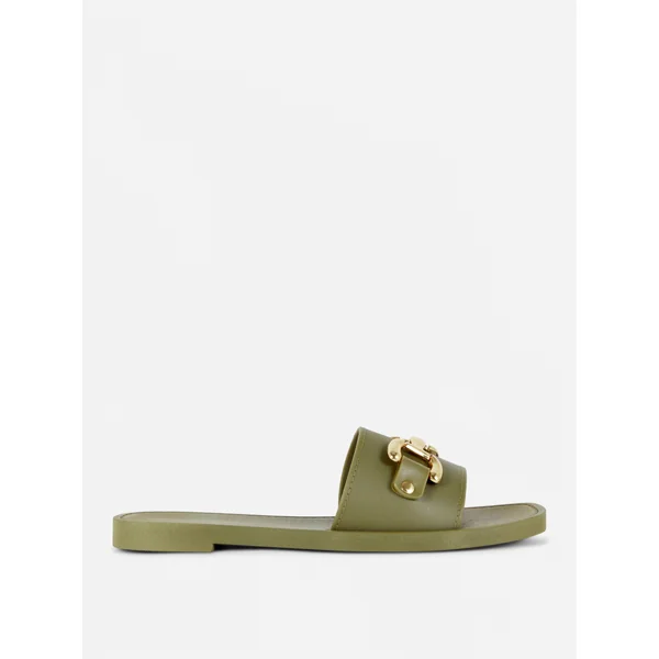 Snaffle Buckle Slides - Olive