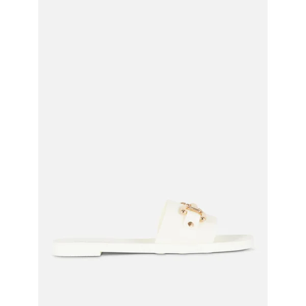 Snaffle Buckle Slides - White