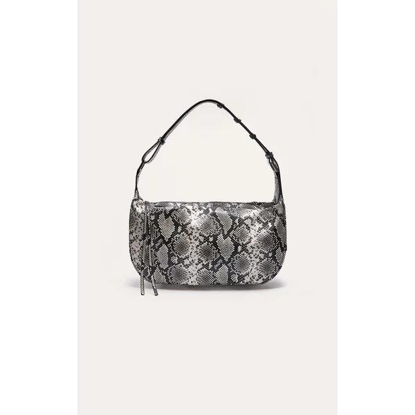 Snake Print Oversized Pu Slouchy Shoulder Bag
