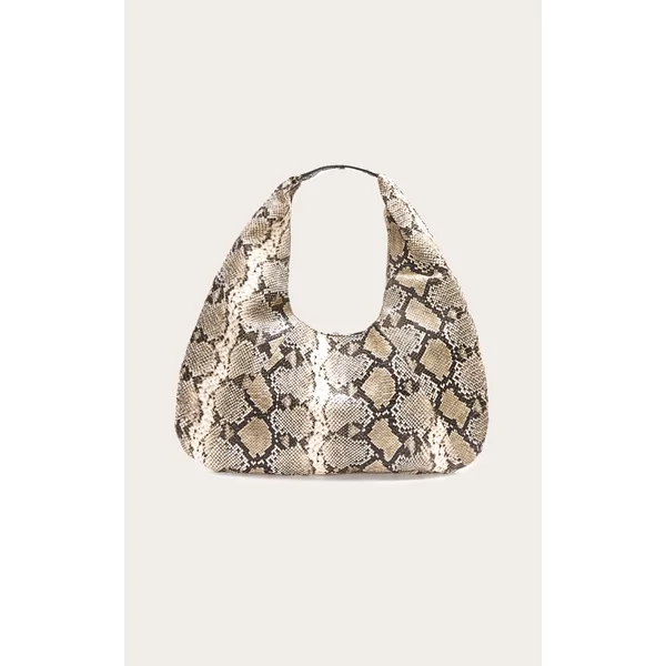Snake Print Pu Rounded Tote