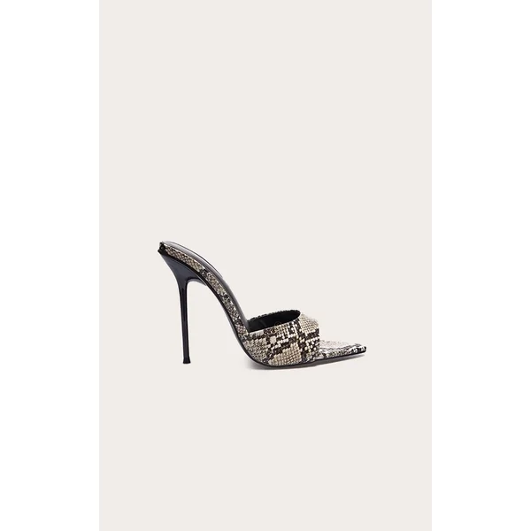 Snake Pu Point Toe High Stiletto Heeled Mules