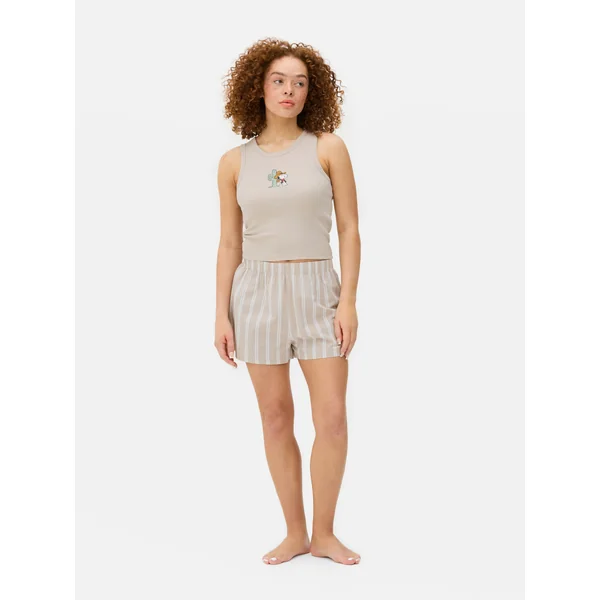 Snoopy Shorts Pajamas - Stone