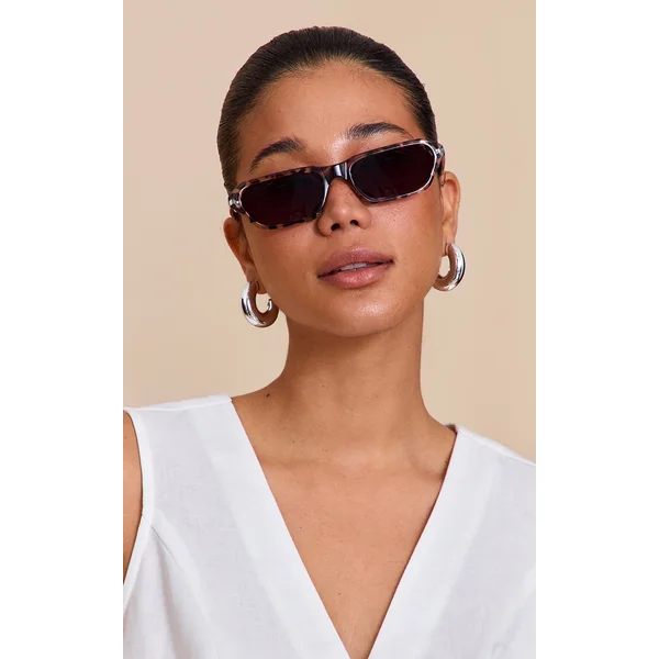 Snow Leopard Rectangle Frame Sunglasses