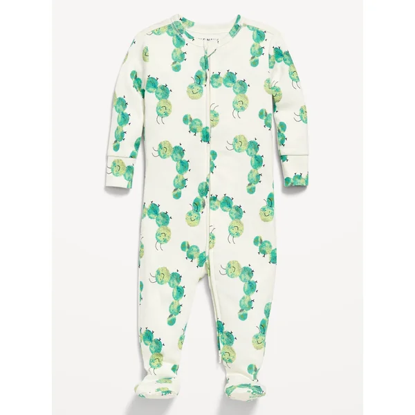 Snug-Fit 2 Way Zip Footed One-Piece for Baby - Caterpillar