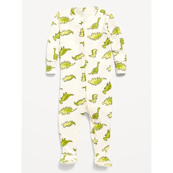 Snug-Fit 2 Way Zip Footed One-Piece for Baby - Dino