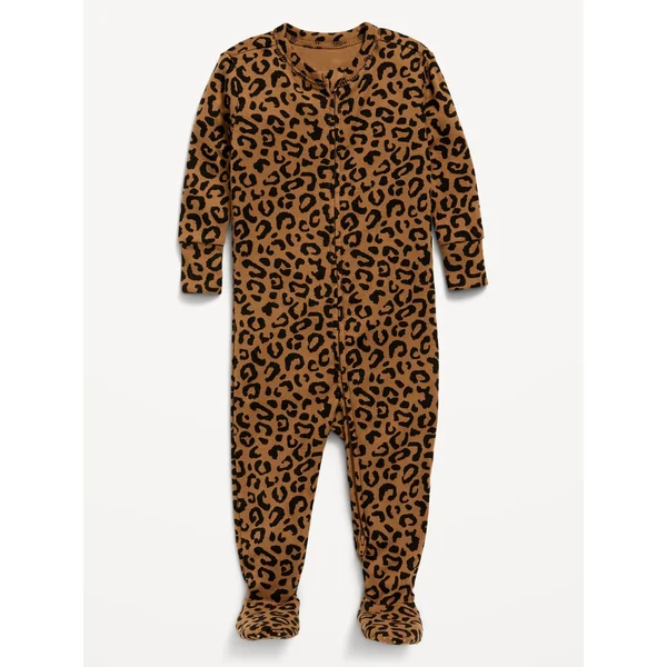 Snug-Fit 2 Way Zip Footed One-Piece for Baby - Leopard