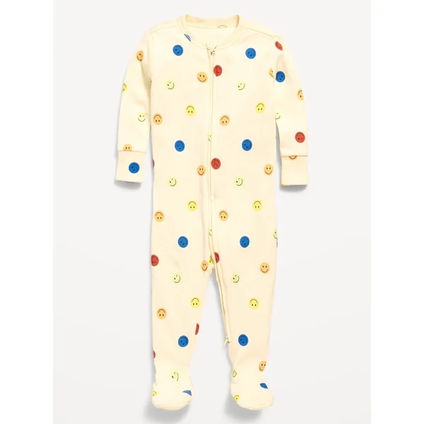 Snug-Fit 2 Way Zip Footed One-Piece for Baby - Smile