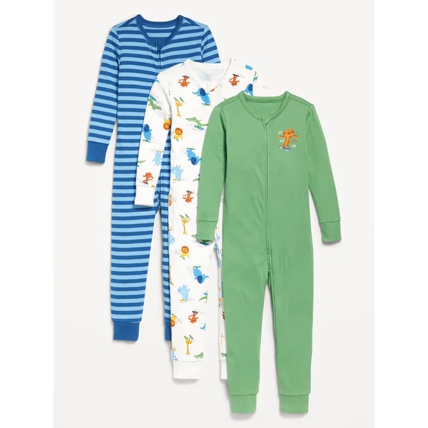 Snug-Fit 2-Way-Zip Pajama One-Piece 3-Pack for Toddler & Baby - Skateboard