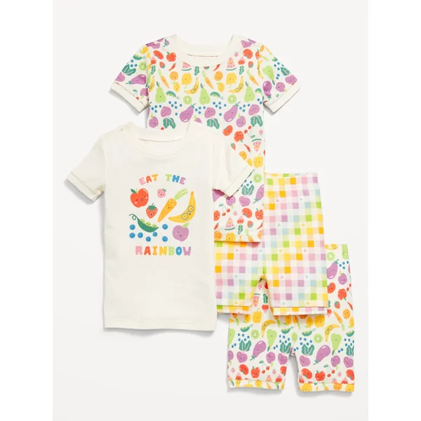 Snug-Fit Graphic Pajama 4-Piece Set for Toddler & Baby - Rainbow Burst