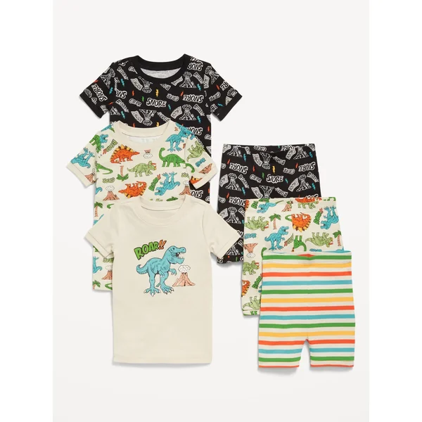 Snug-Fit Graphic Pajama 6-Piece Set for Toddler & Baby - Dino Attack
