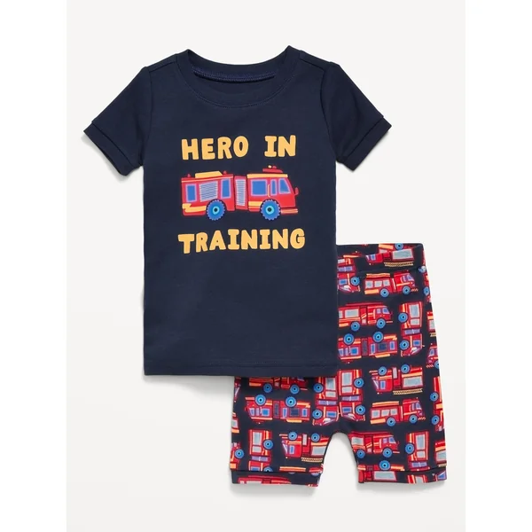 Snug-Fit Graphic Pajama Set for Toddler & Baby - Fire Engine
