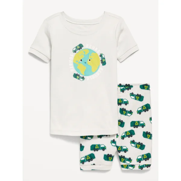 Snug-Fit Graphic Pajama Set for Toddler & Baby - Recycle
