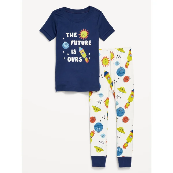 Snug-Fit Graphic Pajama Set for Toddler & Baby - Space Blue