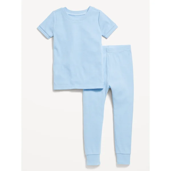 Snug-Fit Ribbed Pajama Set for Toddler & Baby - Cashmere Blue