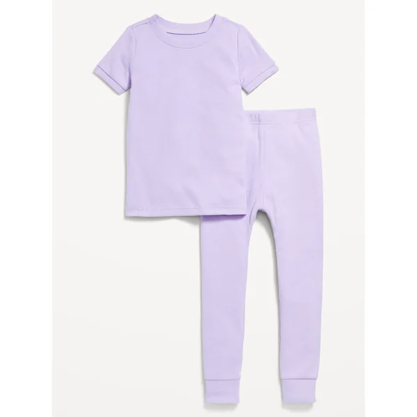 Snug-Fit Ribbed Pajama Set for Toddler & Baby - Lavender Haven