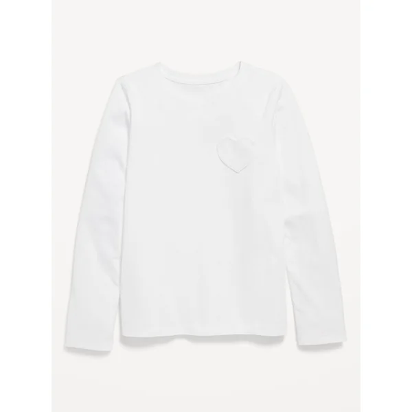 Softest Long-Sleeve Heart-Pocket T-Shirt for Girls - CALLA LILY