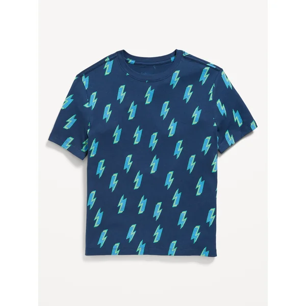 Softest Printed Crew-Neck T-Shirt for Boys - Blue Lightning