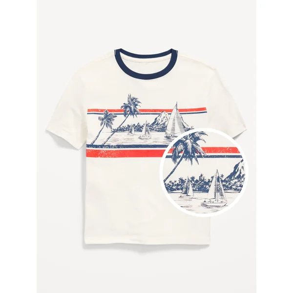 Softest Printed Crew-Neck T-Shirt for Boys - Sail Boats