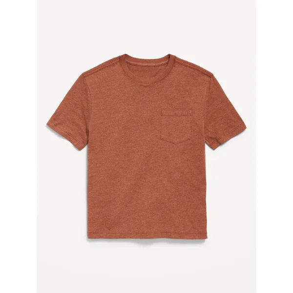 Softest Short-Sleeve Pocket T-Shirt for Boys - Horse Chestnut