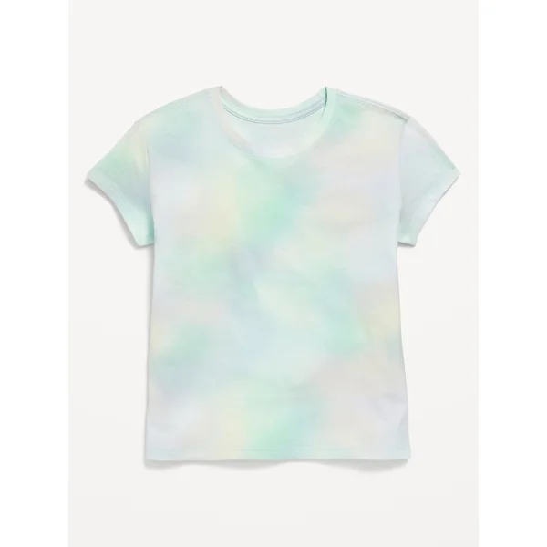 Softest Short-Sleeve Printed T-Shirt for Girls - Blue Tie-Dye