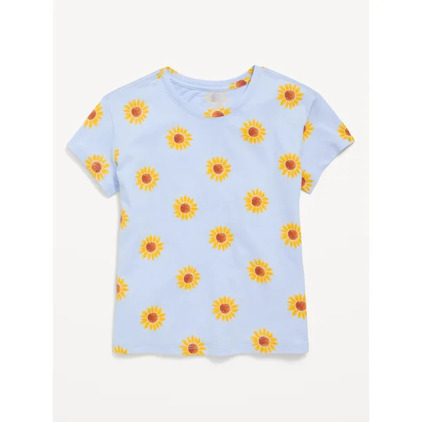 Softest Short-Sleeve Printed T-Shirt for Girls - Cashmere Blue