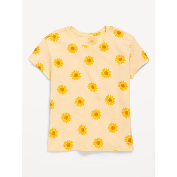 Softest Short-Sleeve Printed T-Shirt for Girls - Cool Almond