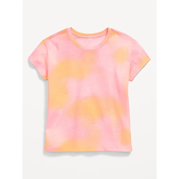 Softest Short-Sleeve Printed T-Shirt for Girls - Pink Tie-Dye