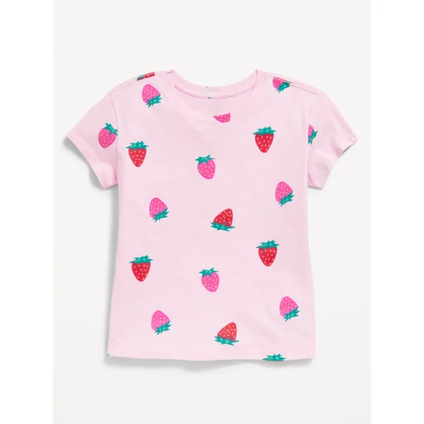 Softest Short-Sleeve Printed T-Shirt for Girls - Strawberry