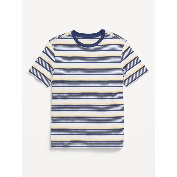 Softest Short-Sleeve Striped T-Shirt for Boys - Blue/Yellow Stripe