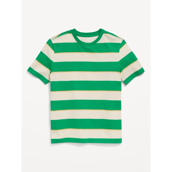 Softest Short-Sleeve Striped T-Shirt for Boys - Grey Green Stripes