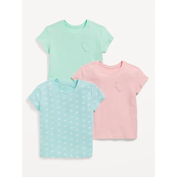 Softest Short-Sleeve T-Shirt 3-Pack for Girls - Bows