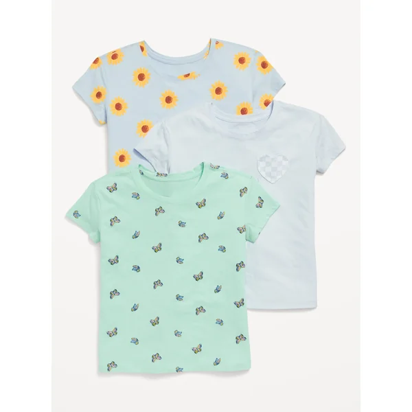 Softest Short-Sleeve Variety T-Shirt 3-Pack for Girls - Butterflies