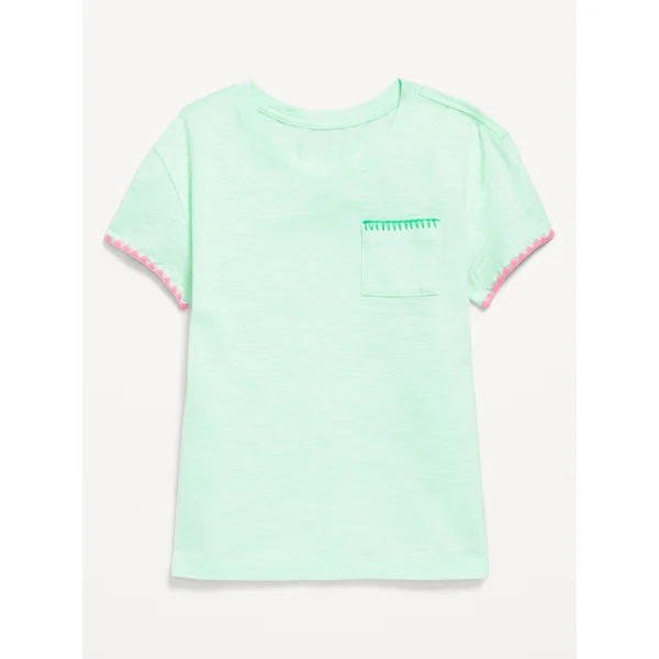 Softest Stitch-Trim Pocket T-Shirt for Girls - Mini Mint