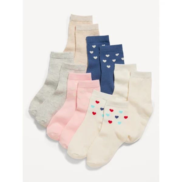 Soft-Knit Crew Socks 6-Pack for Toddler & Baby - Medium Hearts
