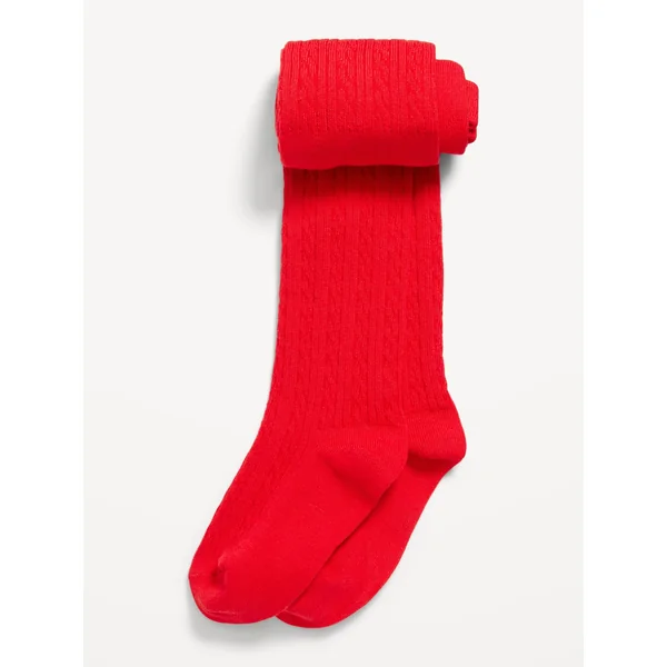 Soft-Knit Tights for Toddler Girls - RED 07